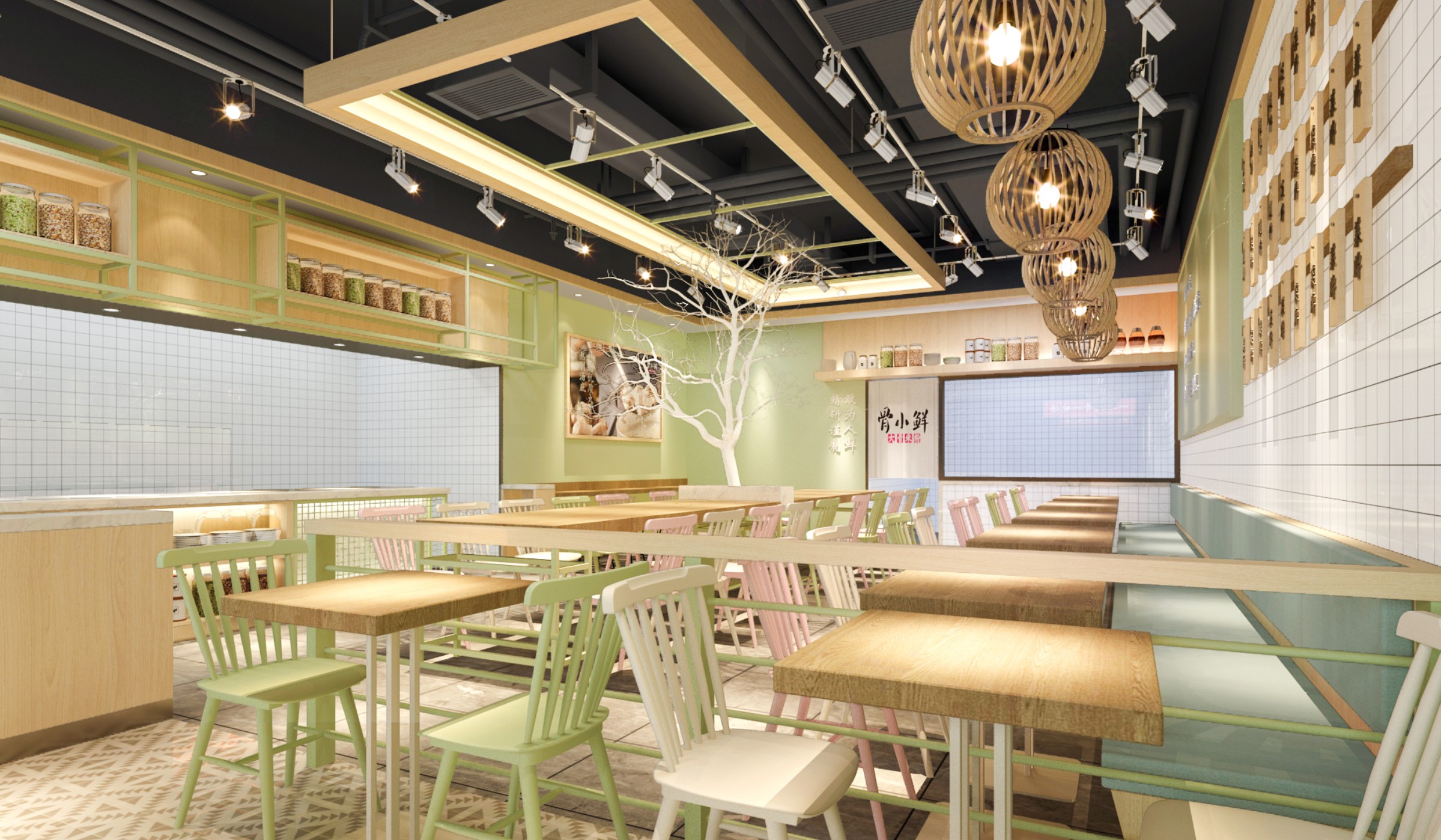 骨小鲜大骨米粉餐饮品牌店面空间创意设计